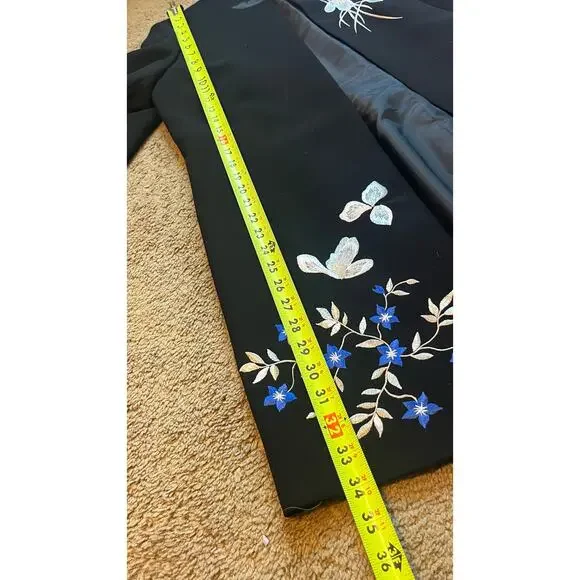 Tahari ASL Black Floral Embroidered Crepe Jacket 12 - Picture 12 of 12